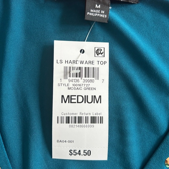 Beautiful Turquoise V Women's Studded Top. - Picture 5 of 5